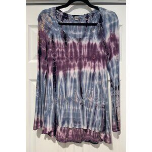 G Scent Womens Asymmetrical Stretchy Tie-Dye Tunic Size M Hippie Boho Concert